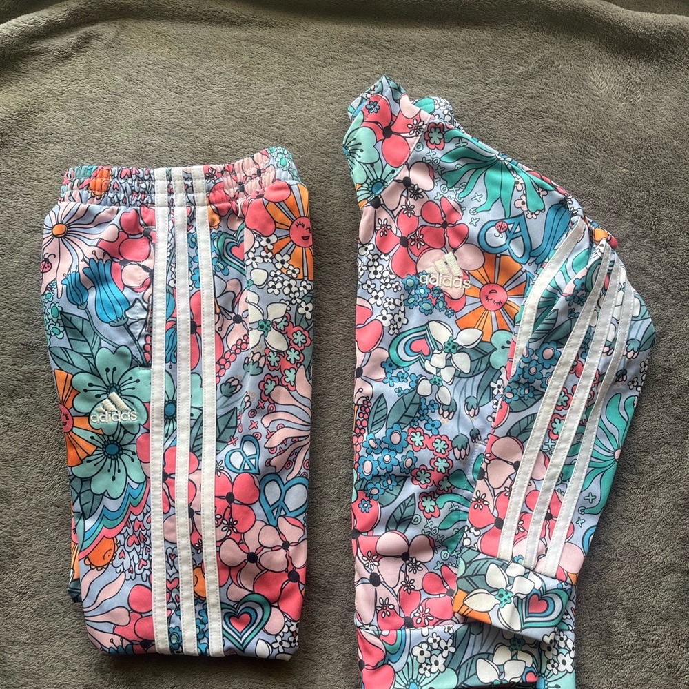 Adidas Youth Kids Floral Multicolor Track Suit matching set